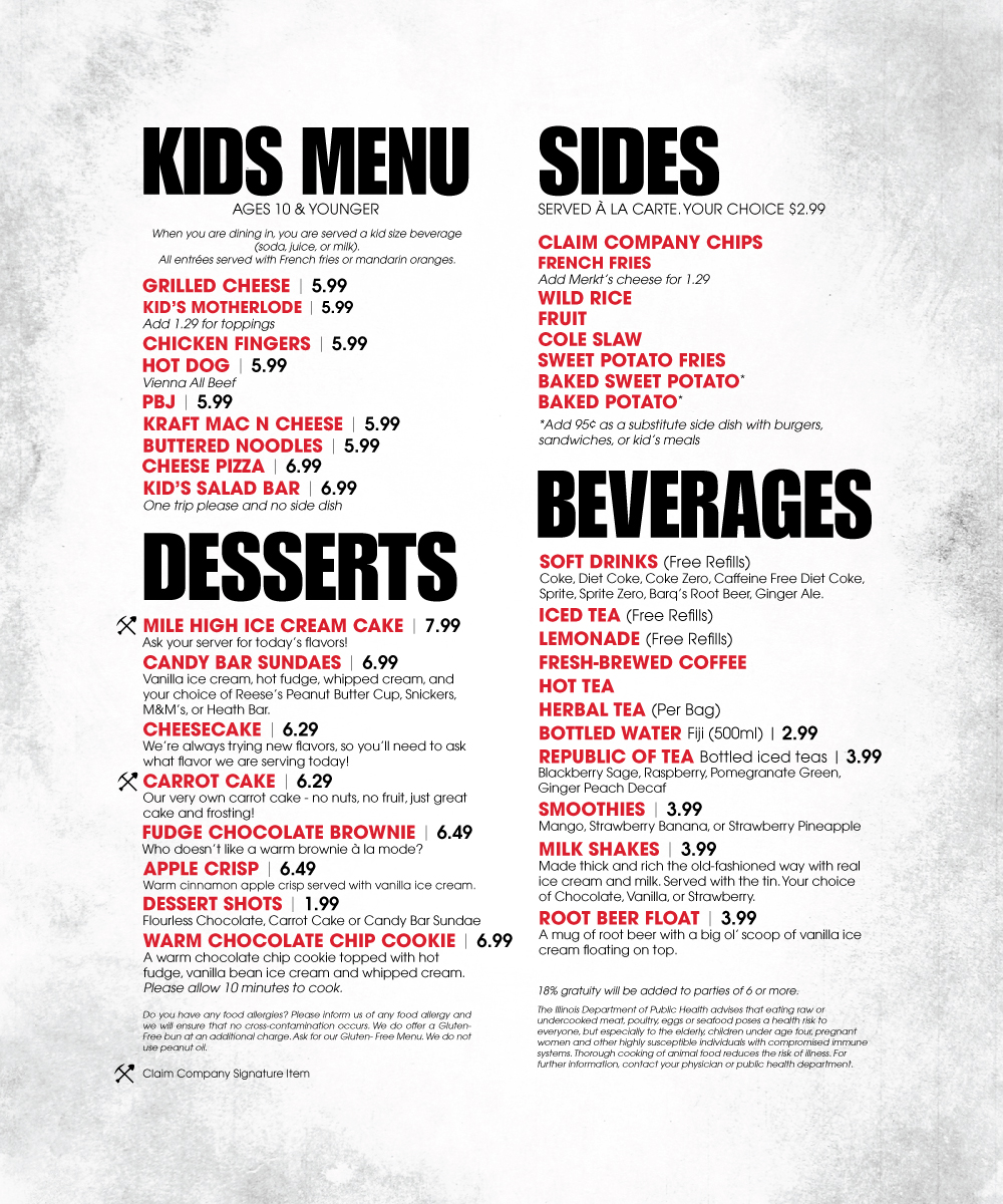 Menu Design by mstahl720 for The Claim Company | Design #1614024