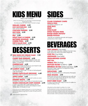 Menu Design by mstahl720 for The Claim Company | Design: #1614024