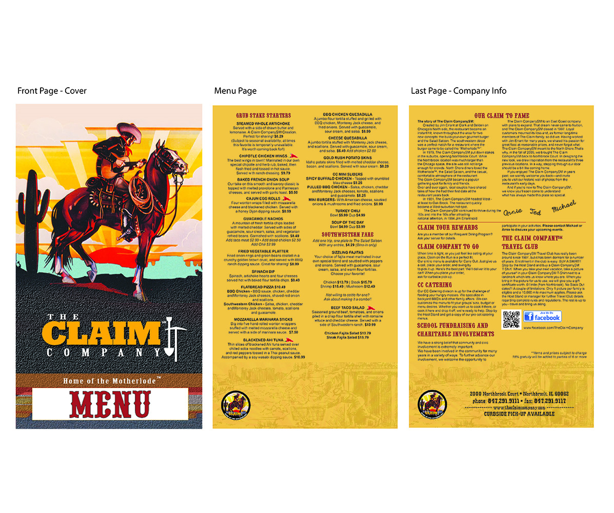 Menu Design by Kignite for The Claim Company | Design #1497574