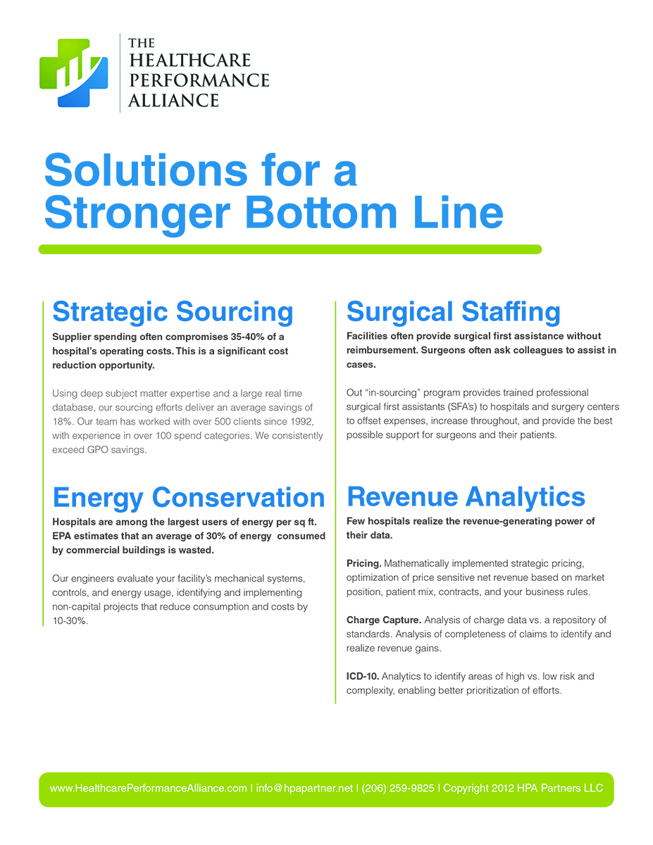 Brochure Design by w&s for The Healthcare Performance Alliance | Design #1497203