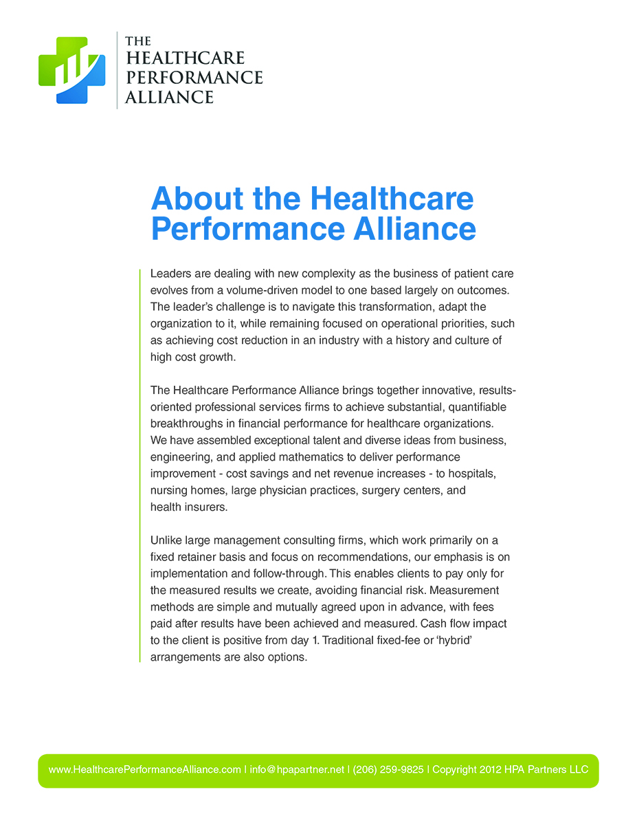 Diseño de Brochure por w&s para The Healthcare Performance Alliance | Diseño #1497205