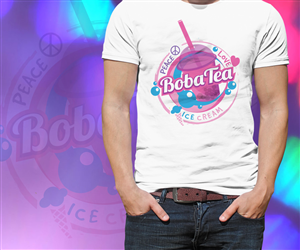 Peace (Peace symbol) Love (Heart Symbol) Ice Cream (Ice Cream Symbol) & Boba or Bubble Tea (either boba or bubble term can be used) | Design de T-shirt par TRHZ