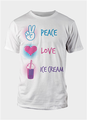 Peace (Peace symbol) Love (Heart Symbol) Ice Cream (Ice Cream Symbol) & Boba or Bubble Tea (either boba or bubble term can be used) | Design de T-shirt par 777SKY
