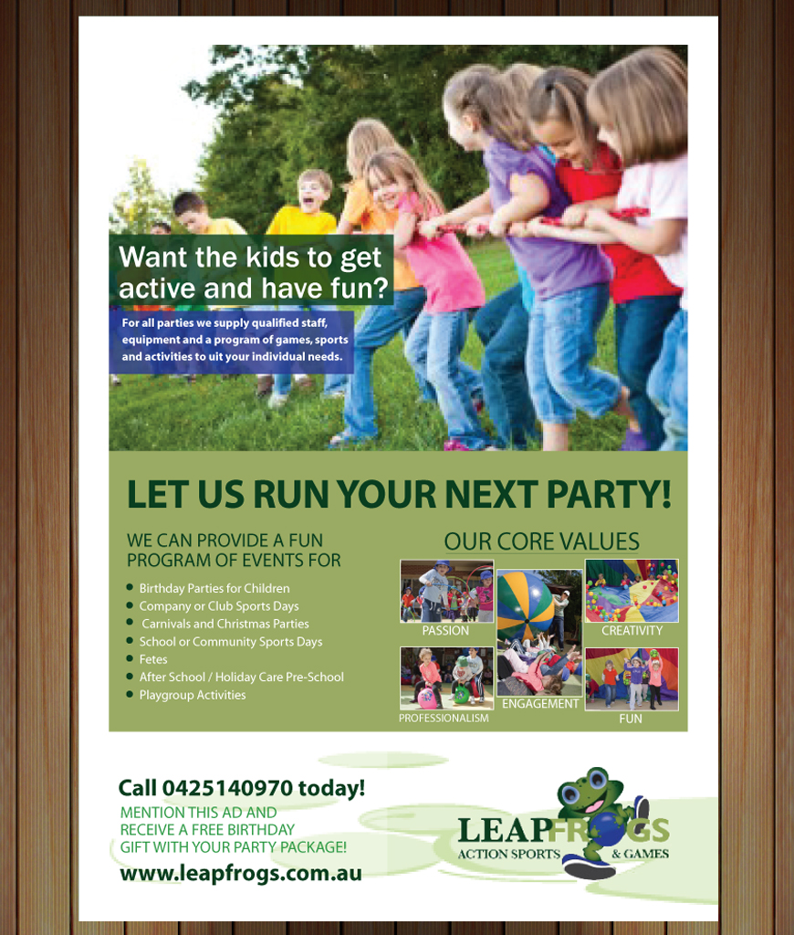 Flyer Design by Sbss for Leap Frogs Action Sports And Games | Design #1438709