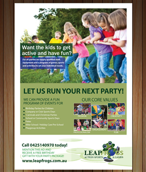 Flyer Design by Sbss for Leap Frogs Action Sports And Games | Design: #1438709