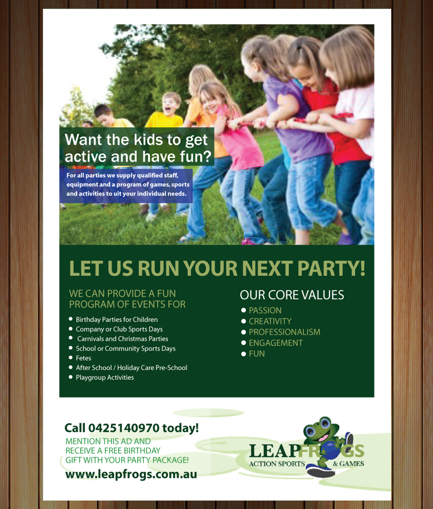 Flyer Design by Sbss for Leap Frogs Action Sports And Games | Design #1438710