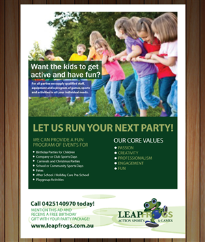 Flyer Design by Sbss for Leap Frogs Action Sports And Games | Design: #1438710