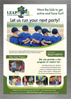 Flyer Design by Sbss for Leap Frogs Action Sports And Games | Design: #1438740