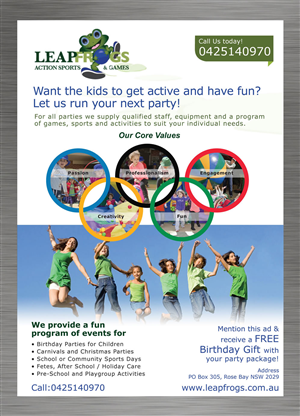 Flyer Design by Sbss for Leap Frogs Action Sports And Games | Design: #1447220