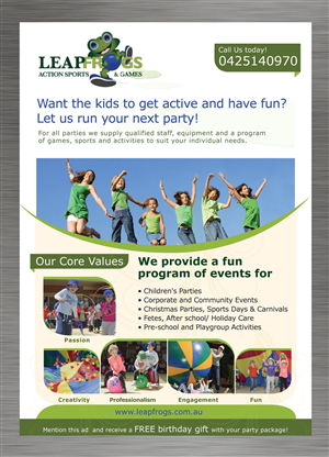 Flyer Design by Sbss for Leap Frogs Action Sports And Games | Design: #1451431