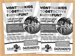 Flyer Design by John Mares for Leap Frogs Action Sports And Games | Design: #1458135