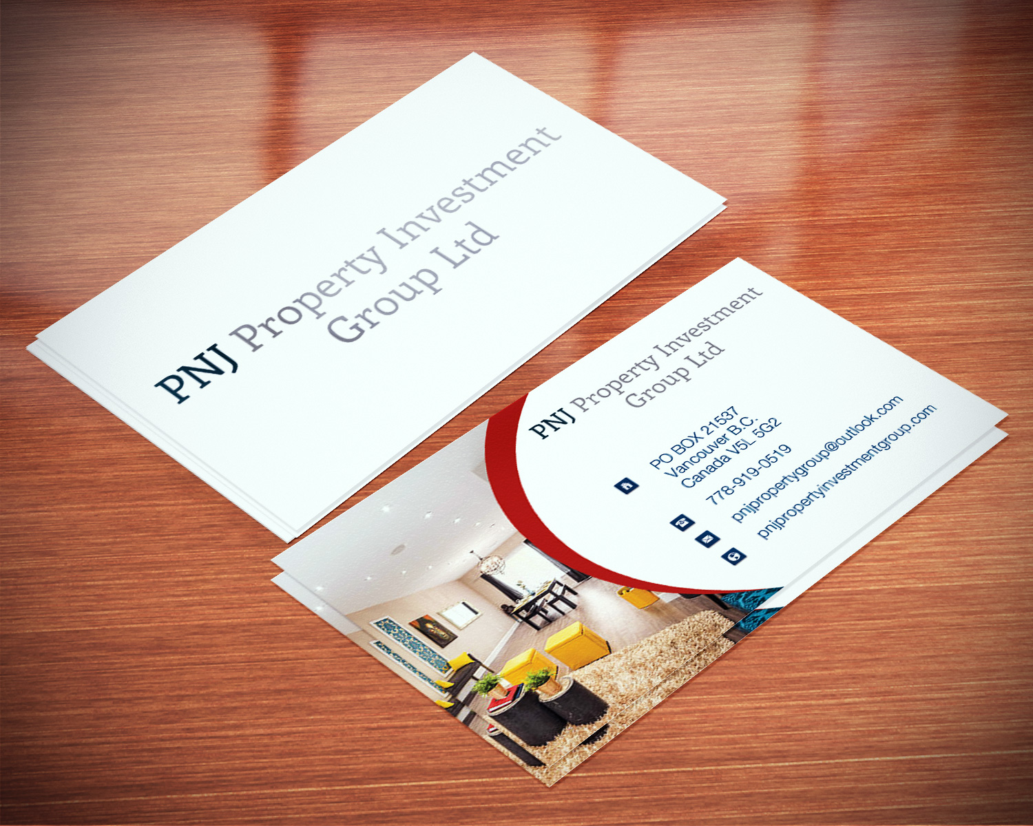 Business Card Design by Lanka Ama for PNJ Property Investment Group Ltd. | Design #5134559