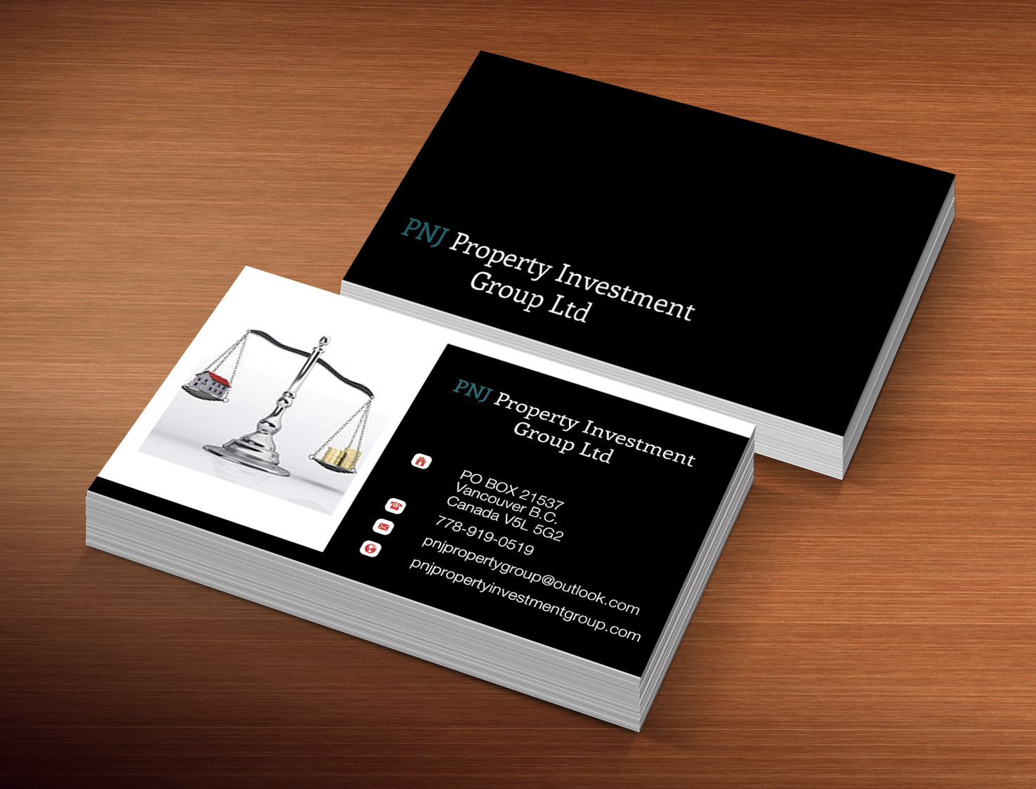 Business Card Design by Lanka Ama for PNJ Property Investment Group Ltd. | Design #5134564