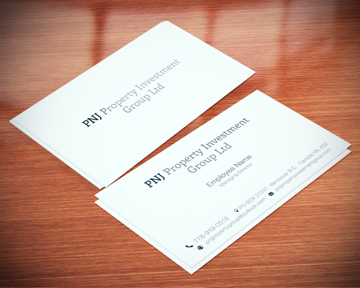 Business Card Design by Lanka Ama for PNJ Property Investment Group Ltd. | Design #5134951
