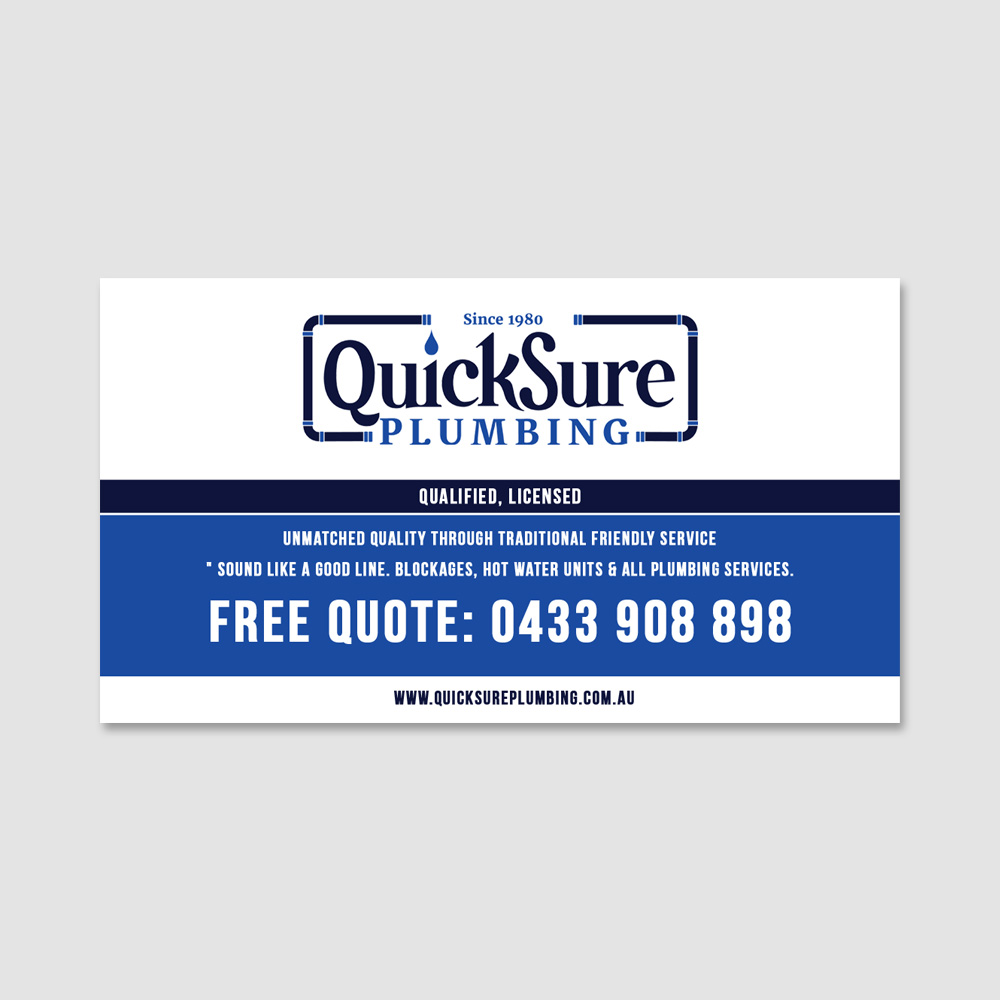 Business Card Design by Eggo May P for QuickSure Plumbing | Design #5188819