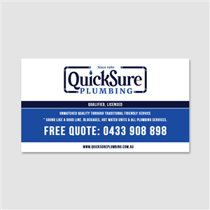 Business Card Design by Eggo May P for QuickSure Plumbing | Design #5188819