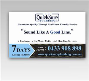 Business Card Design by R.K for QuickSure Plumbing | Design #5185802