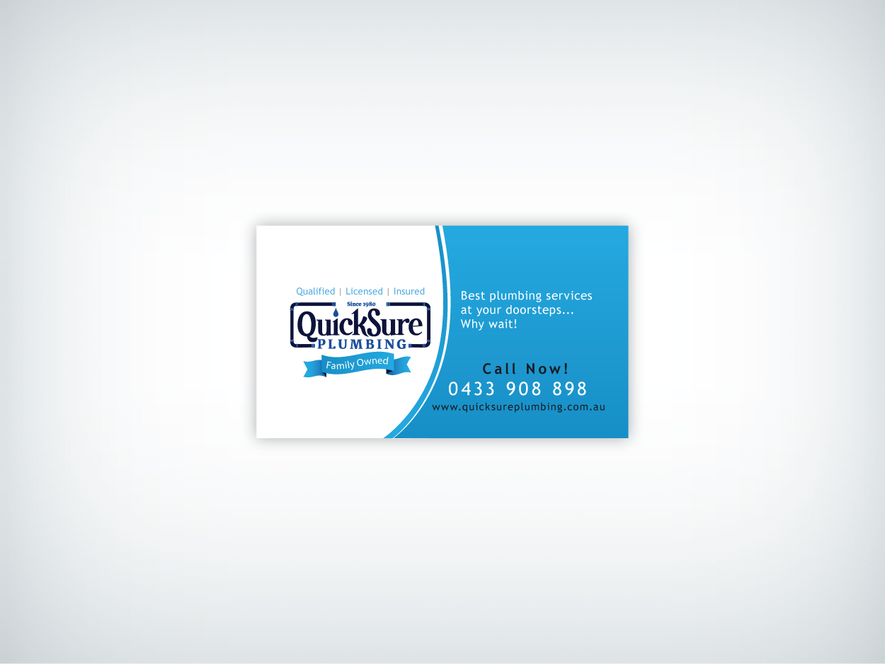 Visitenkarten-Design von 3dwOrX für QuickSure Plumbing | Design #5161424
