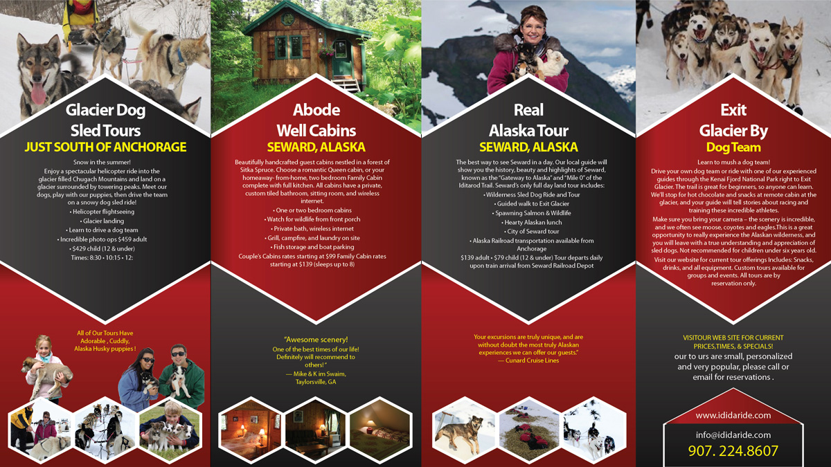 Brochure Design by LeavingImpression for IdidaRide Sled Dog Tours, Inc. | Design #1463690