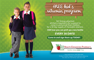 Pharmacy in Bahamas needs to Promote Free Kids Multi-Vitamins | Diseño Publicitario por JCR