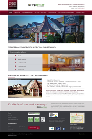 Modern home page design for a motel accommodation business | Web Design by Benjamin
