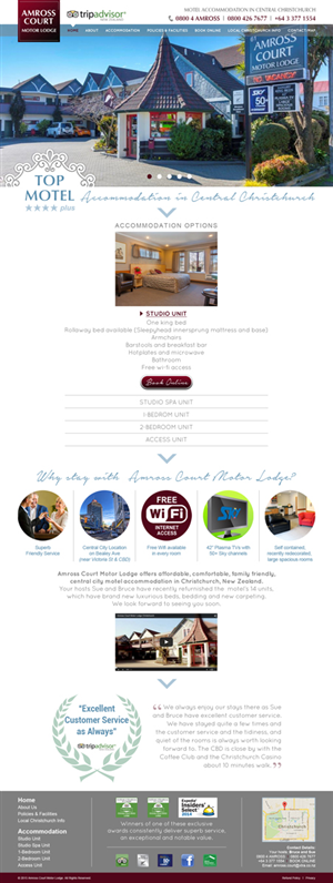 Modern home page design for a motel accommodation business | Web Design by Memorylane