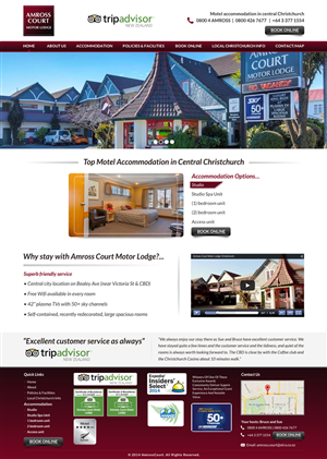 Modern home page design for a motel accommodation business | Web Design by Sbss