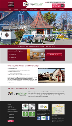 Modern home page design for a motel accommodation business | Web Design by Advent Innovative