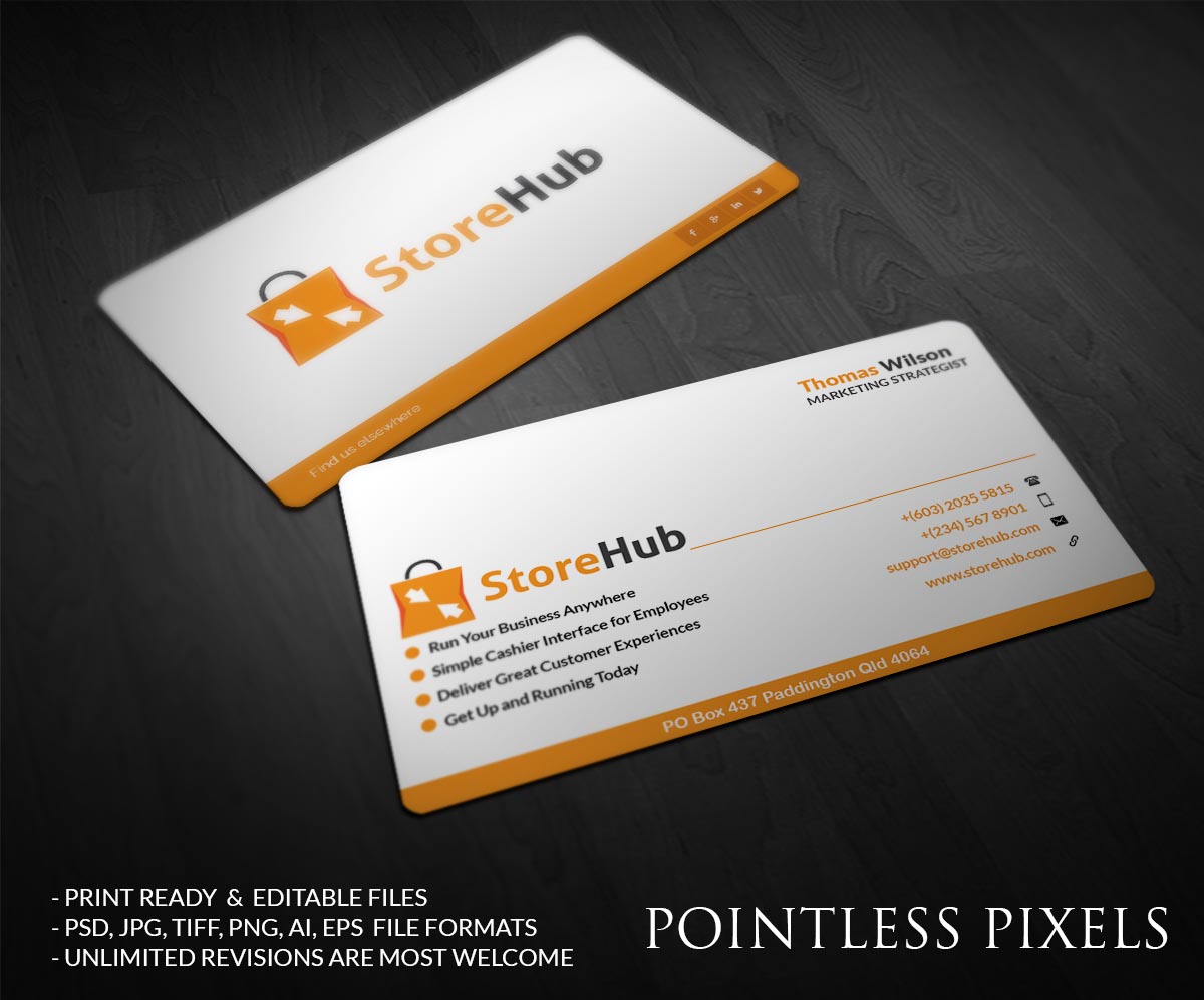 Business Card Design by Pointless Pixels India for StoreHub Sdn Bhd | Design #5190130