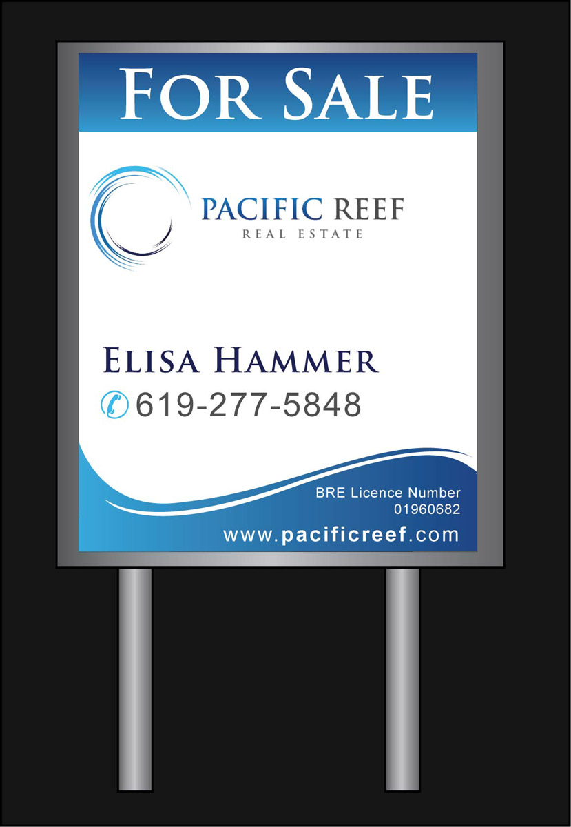 bold serious real estate signage design for pacific reef real for sale sign design