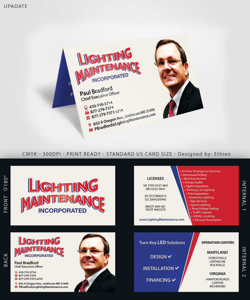 Business Card Design by Ethien for Lighting Maintenance Inc | Design #5172662