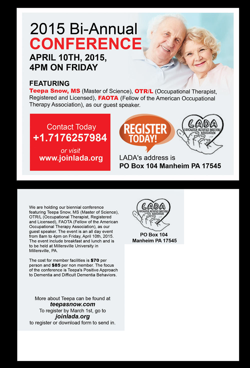 Postkarten-Design von NatPearlDesigns für Lancaster Activities Directors Association | Design #5200866