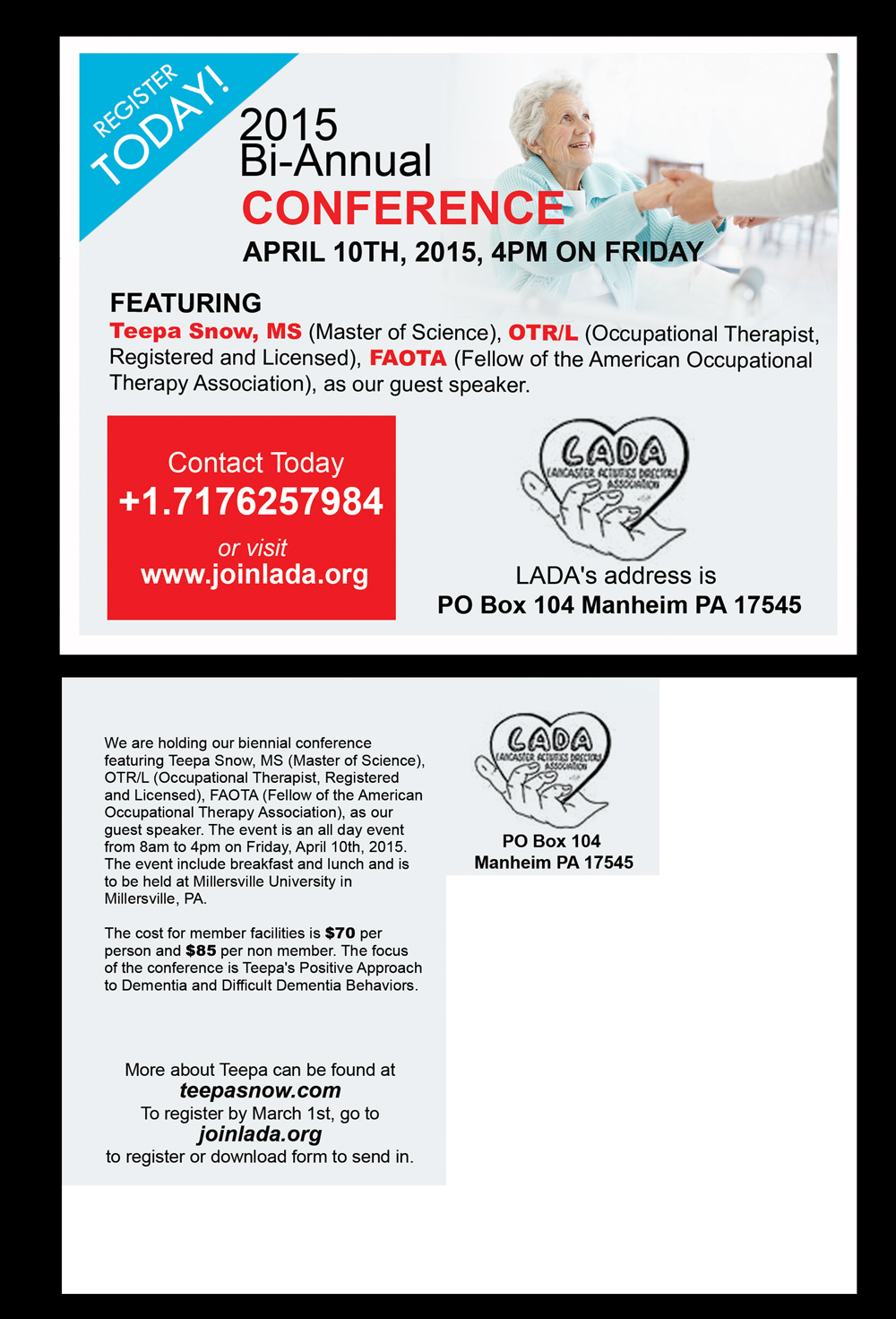 Postkarten-Design von NatPearlDesigns für Lancaster Activities Directors Association | Design #5200879