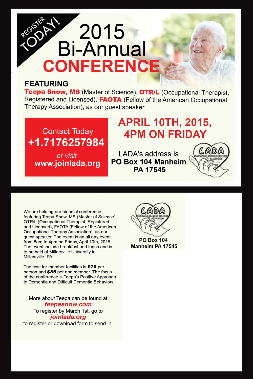 Postkarten-Design von NatPearlDesigns für Lancaster Activities Directors Association | Design #5201344