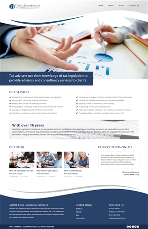 Web page for Tony Underhill Chartered Tax Adviser | Web Design by Lauren