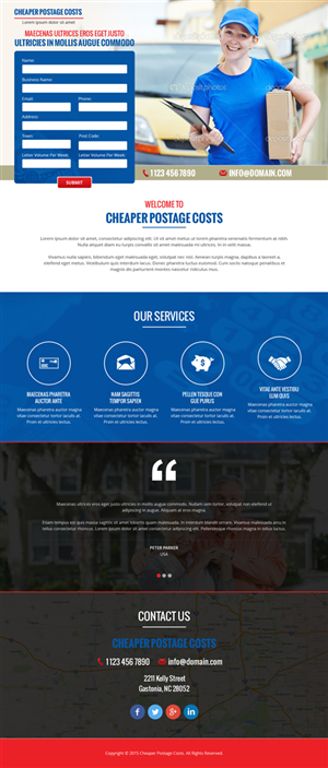 A land page lead collector for people who want to reduce there postage costs | Web-Design von Pixeleas