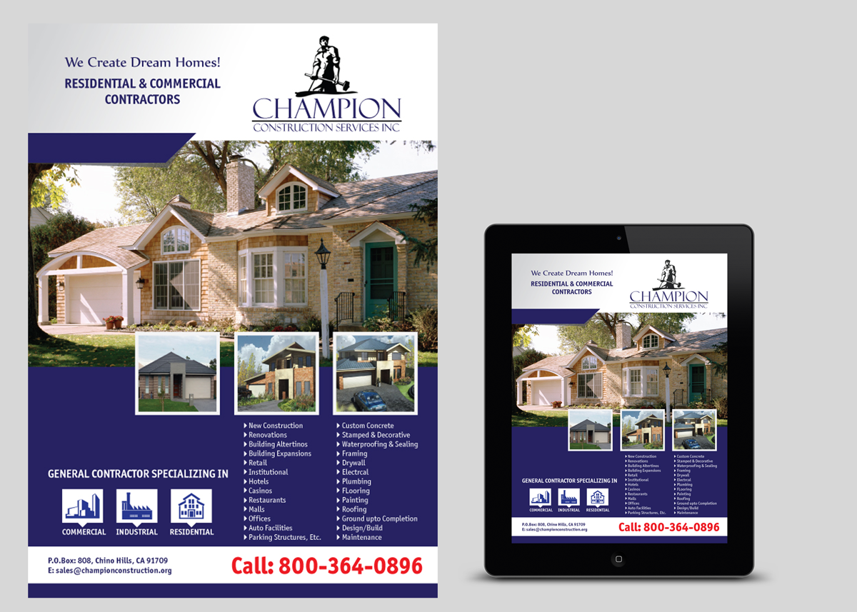residential flyer design for champion inc by crest logo designs how to build a flyer