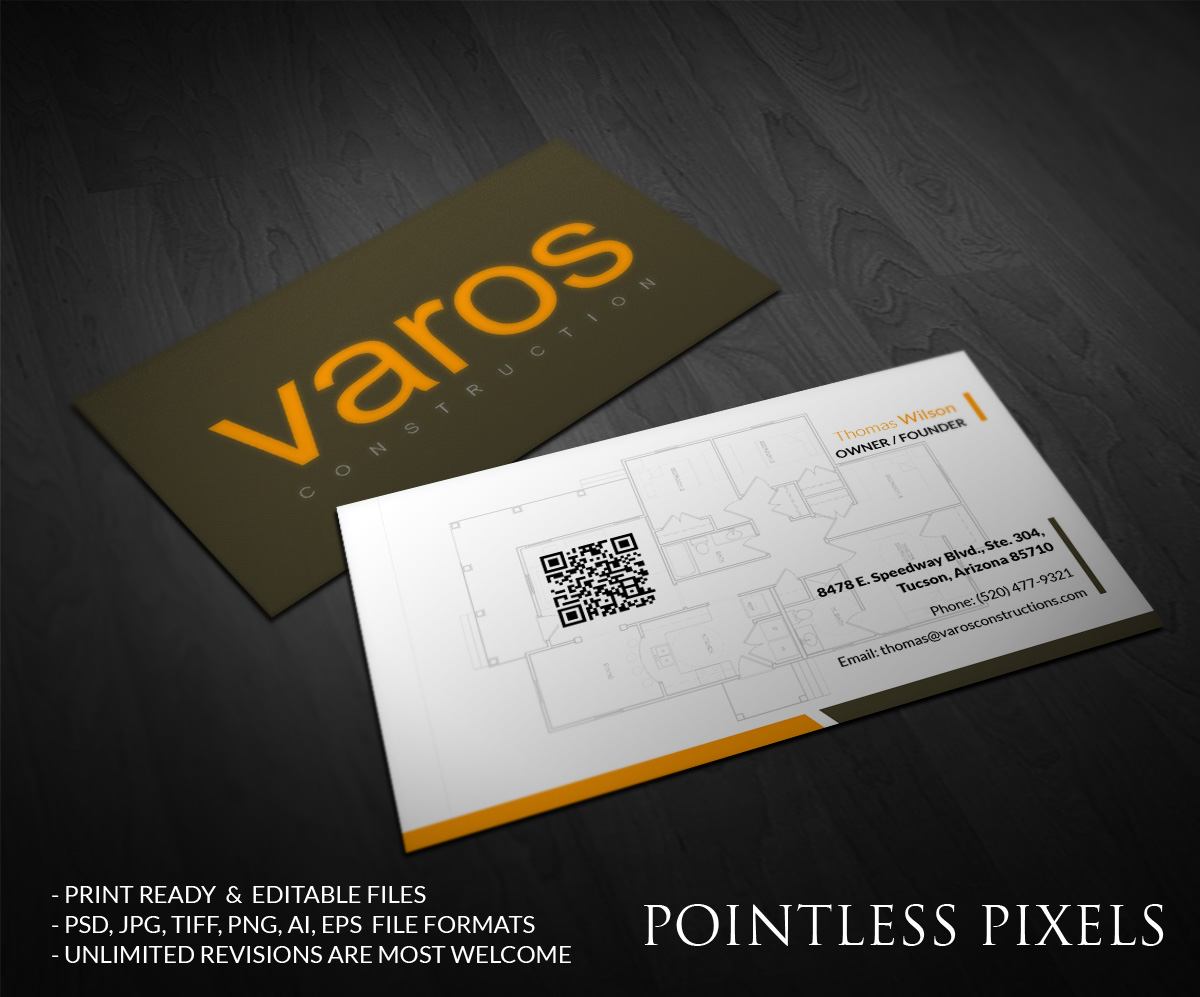 Card Design by Pointless Pixels India for Varos Construction | Design #5188764