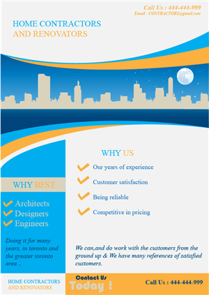 Diseño de Flyer por Bright Star para m.storey custom contracting | Diseño: #1502512