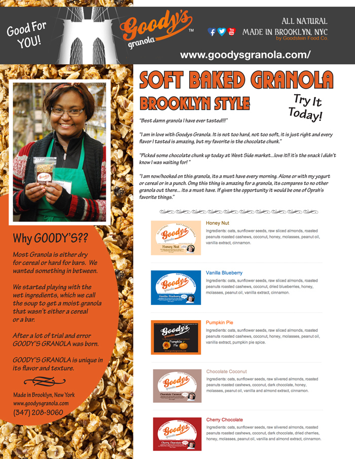 Flyer Design by jmsgraphicdesign for Goodys Granola | Design #5232869