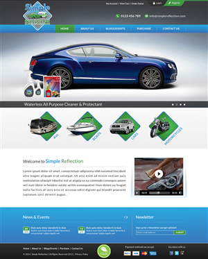 Web site for Simple Reflection Cleaner and Protectant | Web Design by Sbss