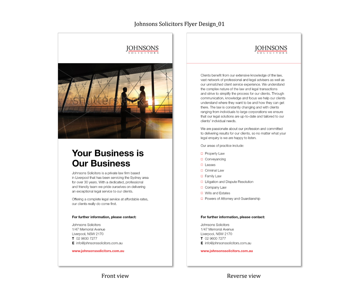 Design de Flyer par SP Designwork pour Johnsons Solicitors | Design #5324141