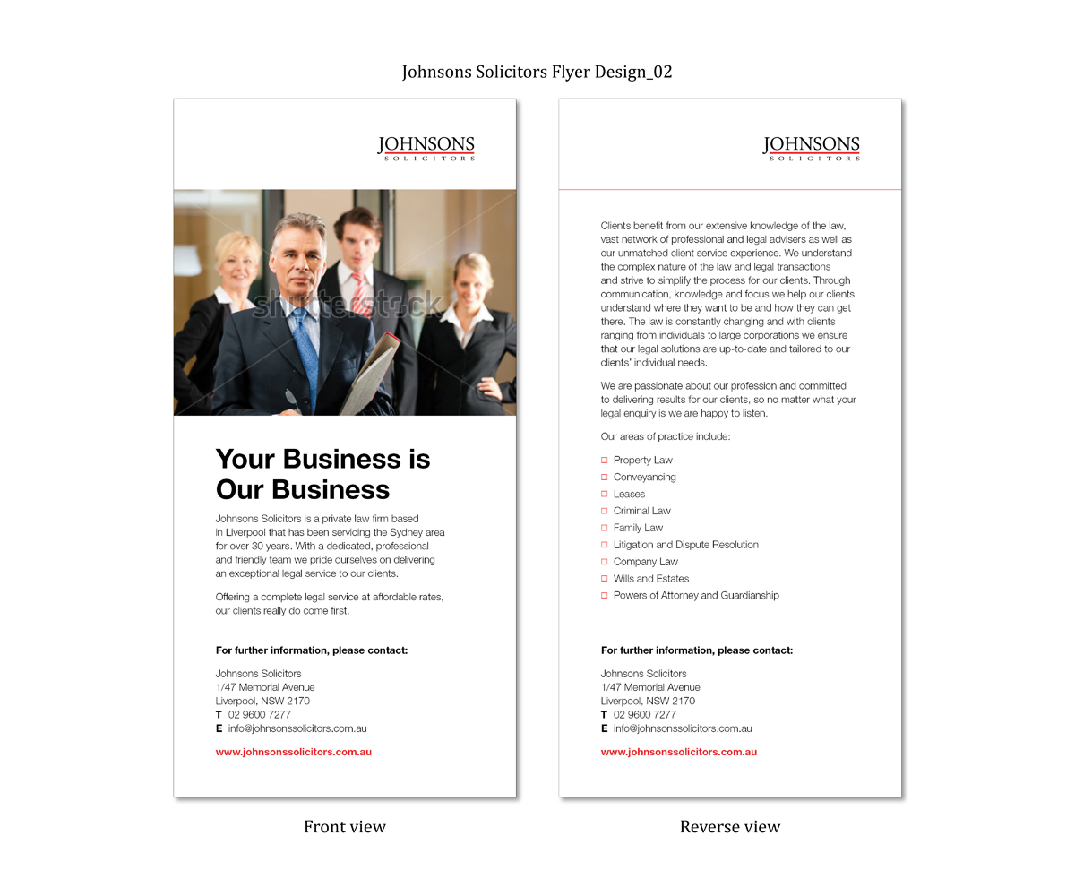 Design de Flyer par SP Designwork pour Johnsons Solicitors | Design #5324145