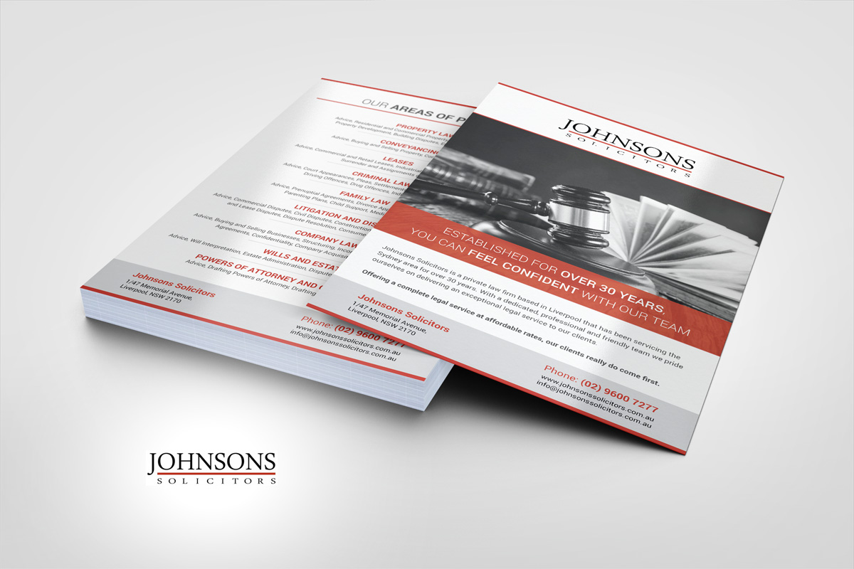 Diseño de Flyer por Oilegak para Johnsons Solicitors | Diseño #5229627