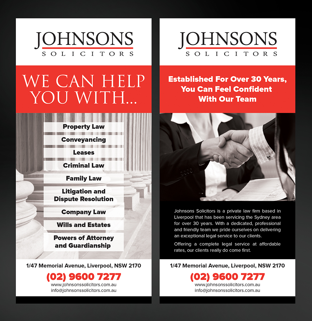 Flyer Design by laxman2creative for Johnsons Solicitors | Design #5331691