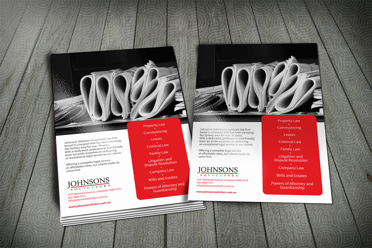 Flyer Design by barinix for Johnsons Solicitors | Design #5247020