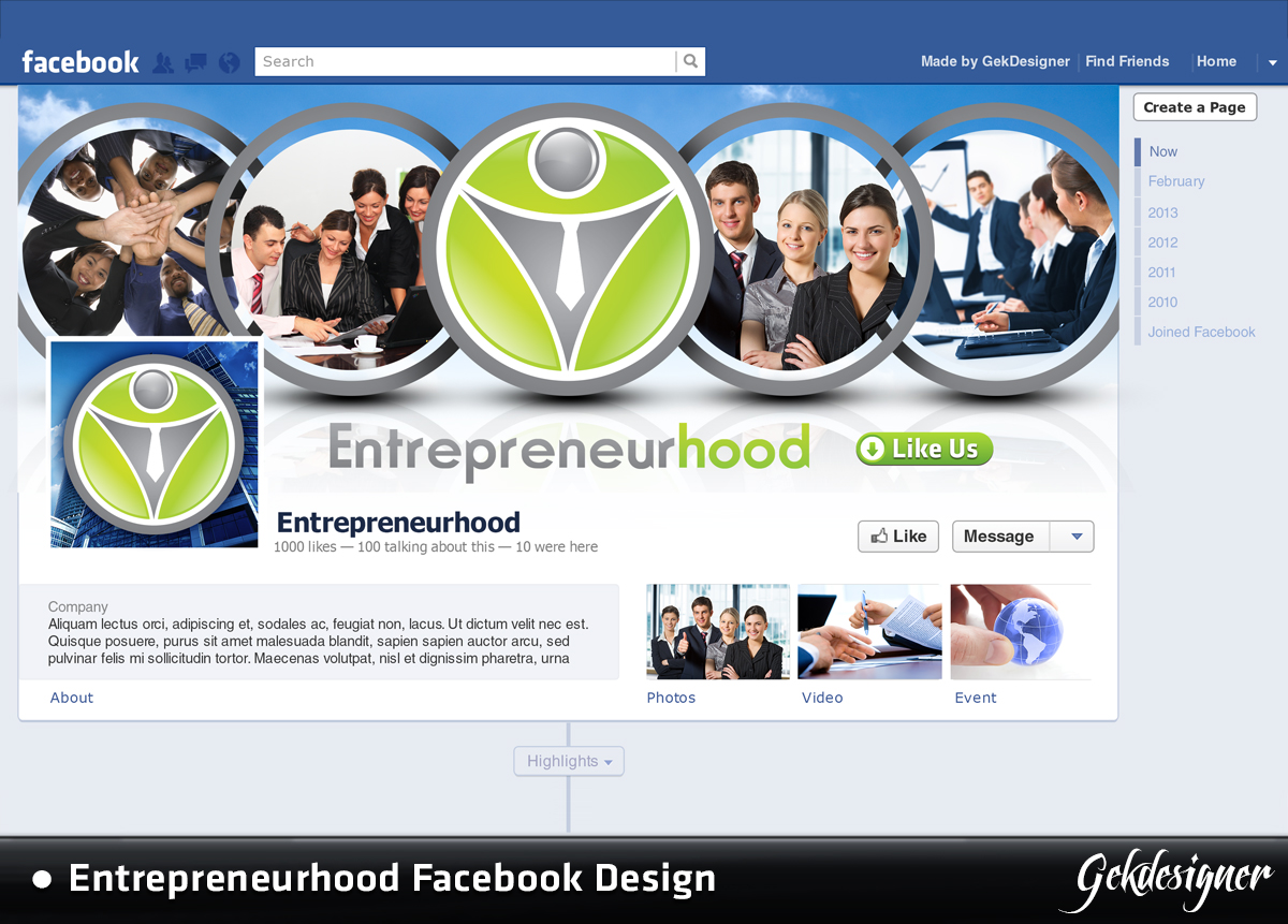 Facebook-Design von gekgrfx für Entrepreneurhood | Design: #1475490