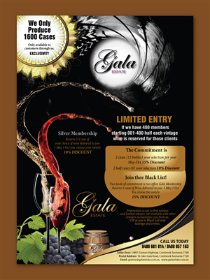 Gala Estate Wine Club-The Black List | Poster Design by Sbss