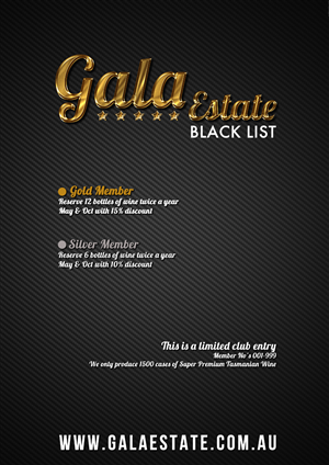 Gala Estate Wine Club-The Black List | Poster Design by Bakus