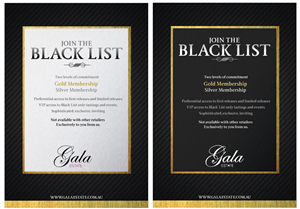 Gala Estate Wine Club-The Black List | Poster Design by JCR